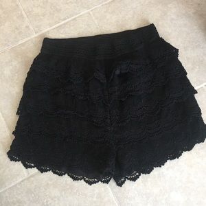 NWOT 2X Black Lace Layered Shorts Charlotte Russe